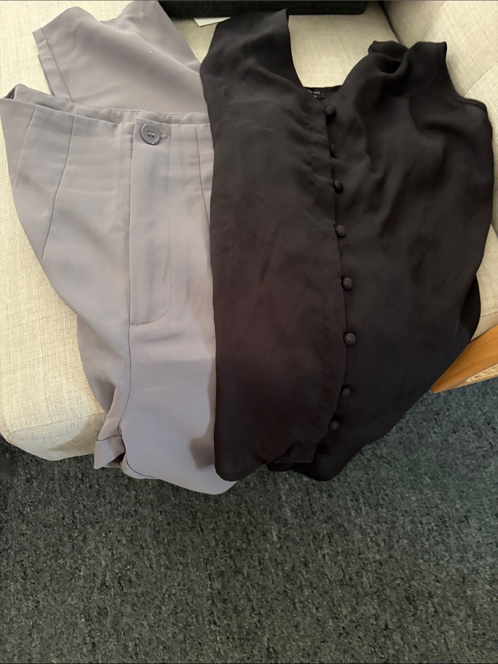 Women's Tailored Gray High-Rise Pants (top included)
